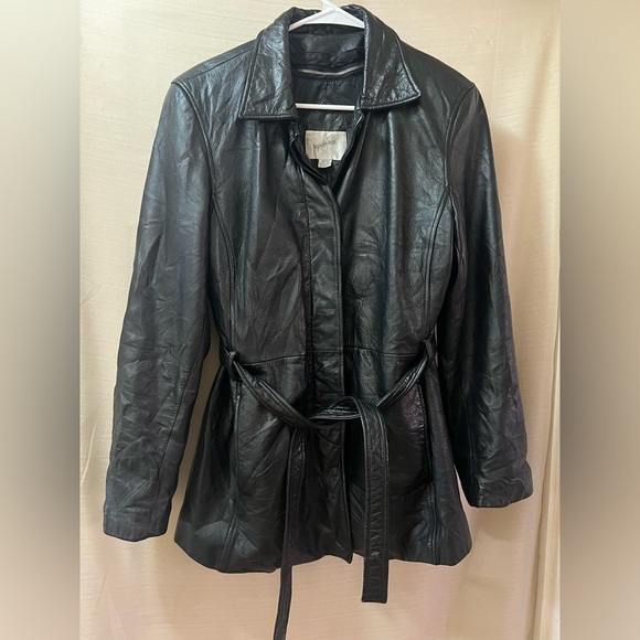 Vintage Jacqueline Ferrar Genuine Leather Belted Jacket – Black Thinsulate Lined - Picture 1 of 8